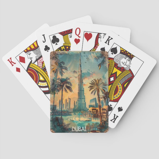 Baraja De Cartas Antigua Dubai Emiratos Árabes Unidos Burj Khalifa (Reverso)