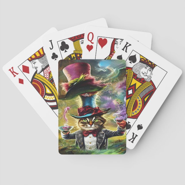 Baraja De Cartas antropomórfico Cat Mad Hatter Fantasy Fairytale (Reverso)
