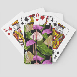 Baraja De Cartas Antrurio. Patrón floral sin foco con flores.