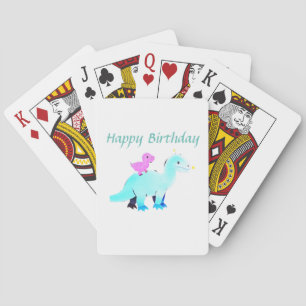 Baraja De Cartas Anuncio de cumpleaños de dinosaurio con acuarela a
