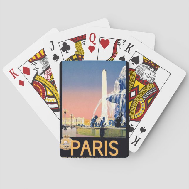 Baraja De Cartas Anuncio de viaje de París de época (Reverso)