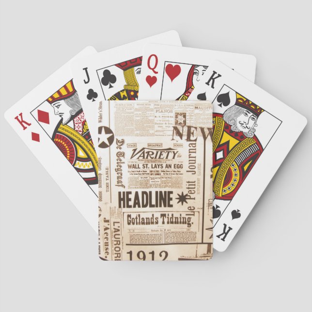 Baraja De Cartas Anuncios antiguos de periódicos antiguos, buenas n (Reverso)