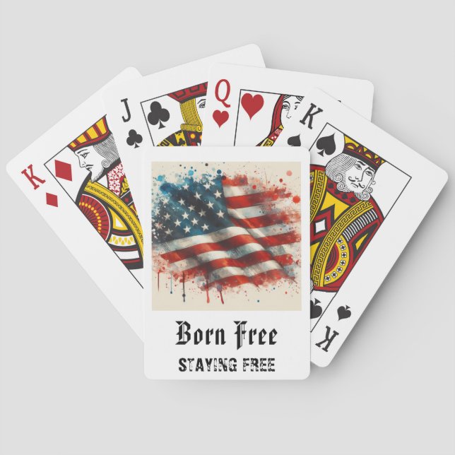 Baraja De Cartas *** AP16 Red White Blue American Flag Play 8 (Reverso)
