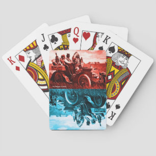BARAJA DE CARTAS APACHES Y GERONIMO CONDUCIENDO UN AUTO MOTOR