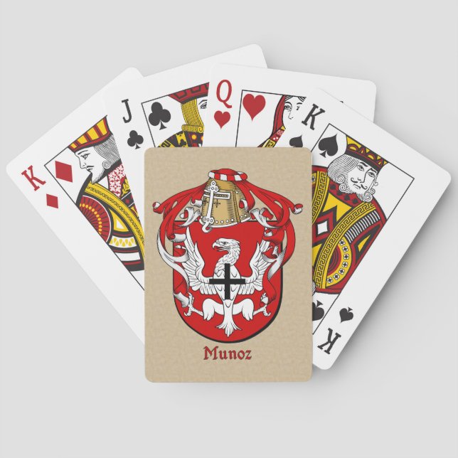 Baraja De Cartas Apellido español Munoz Shield y Mantle (Reverso)