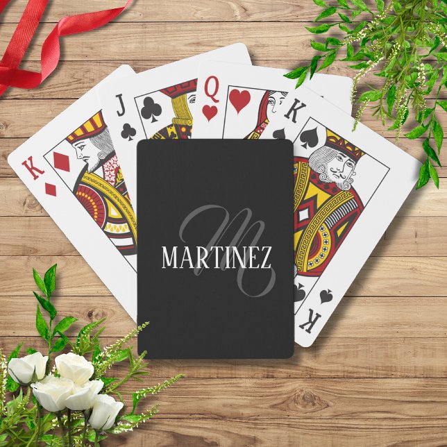 Baraja De Cartas Apellido personalizado elegante negro | Nombre (Subido por el creador)