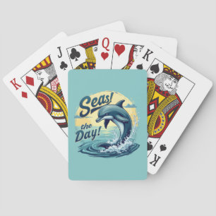 Baraja De Cartas ¡Aprovecha el Día Retro Delfín Océano Estética