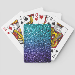Baraja De Cartas Aqua azul Ombre falso brillo destellos
