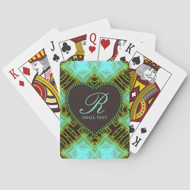 Baraja De Cartas Aqua Earthy Love Chocolate Monograma Tarjetas de C (Reverso)