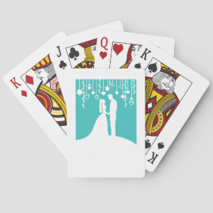 Baraja De Cartas Aqua & White Bride and Groom Wedding Silhouettes