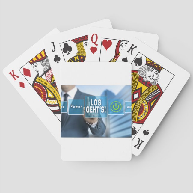 Baraja De Cartas Aquí vamos (alemán los gehts) concepto de pantalla (Reverso)