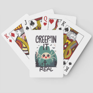 Baraja De Cartas Araña de Halloween Kawaii juego de palabras