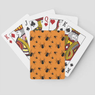 Baraja De Cartas Arañas Patrón de Halloween negro y naranja