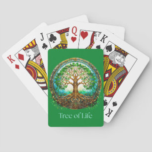Baraja De Cartas Árbol celta de vida en verde esmeralda