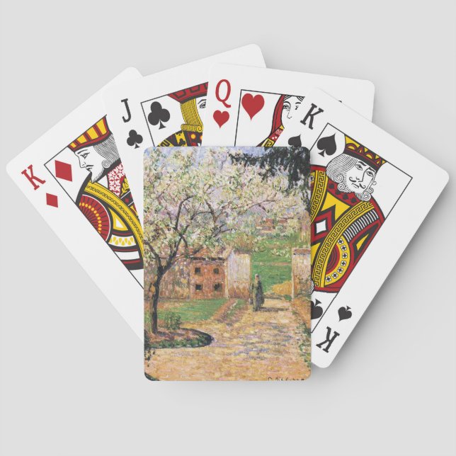 Baraja De Cartas Árbol de ciruelas, Eragny Camille Pissarro (Reverso)