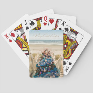 Baraja De Cartas Árbol de feriados tropical de playa para Navidades