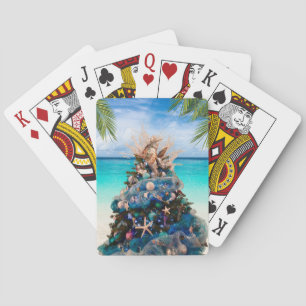 Baraja De Cartas Árbol de feriados tropical de playa para Navidades