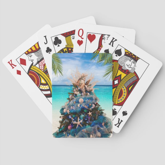 Baraja De Cartas Árbol de feriados tropical de playa para Navidades (Reverso)
