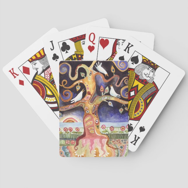 Baraja De Cartas ÁRBOL DE LAS palomas acuáticas DE LA VIDA (Reverso)