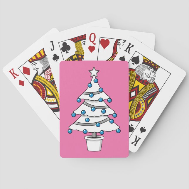 Baraja De Cartas Árbol de Navidad Blanco (Reverso)