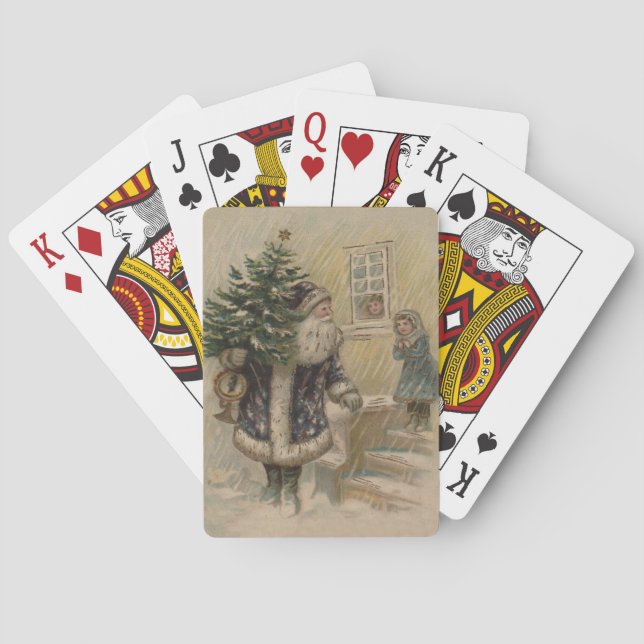 Baraja De Cartas Árbol de navidad de nieve de Santa Rosa (Reverso)