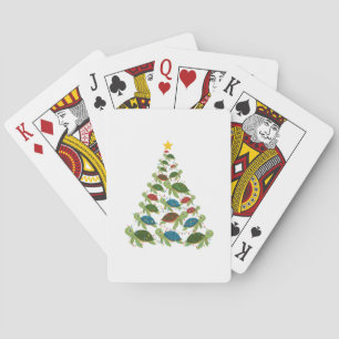 Baraja De Cartas Árbol de Navidad de Tortuga Marina Sombrero de San