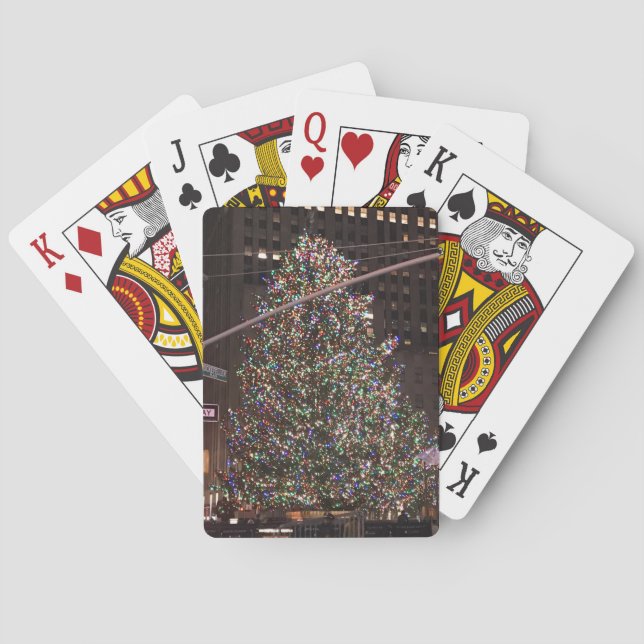 Baraja De Cartas Árbol de Navidad del Rockefeller Center de la ciud (Reverso)