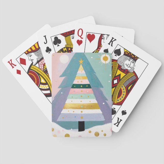 Baraja De Cartas Árbol de Navidad Pastel Celestial (Reverso)