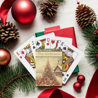Baraja De Cartas Árbol de navidad vintage personalizado