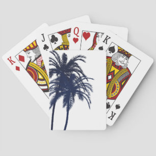 Baraja De Cartas Árbol de palma tropical azul y blanco