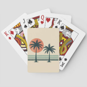 Baraja De Cartas Árbol de palmeras tropicales retro/vintage