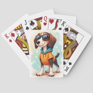 Baraja De Cartas Árbol divertido Walker Coonhound Kawaii Perro