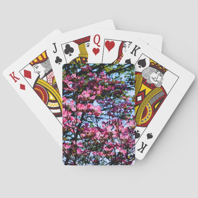 Baraja De Cartas Árbol Dogwood con flores rosadas (Reverso)
