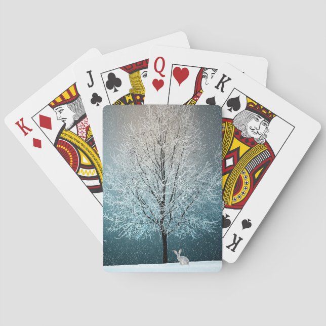 Baraja De Cartas Árbol helado en la tarde (Reverso)