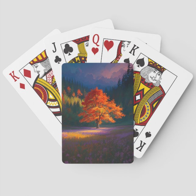 Baraja De Cartas Árbol naranja en la tranquila pradera (Reverso)