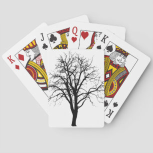 Baraja De Cartas Árbol sin Láminas En Silhouette De Invierno