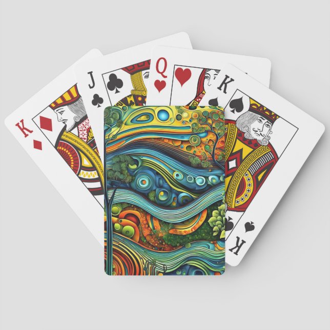 Baraja De Cartas Árboles con nubes turbulentas (Reverso)