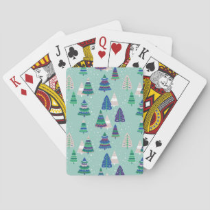 Baraja De Cartas Árboles de Navidad, fondo azul