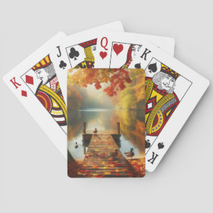Baraja De Cartas Árboles de otoño y lago con patos
