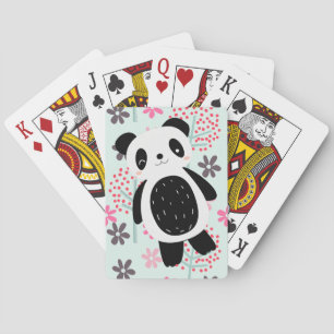 Baraja De Cartas Árboles, flores y osos panda