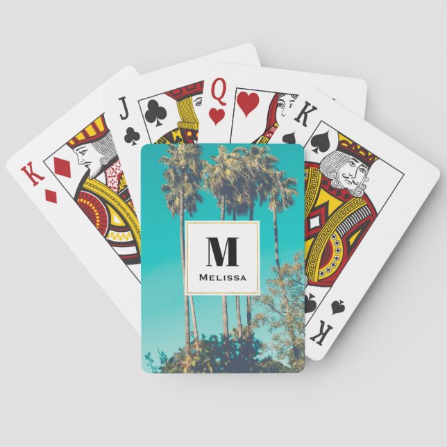 Baraja De Cartas Árboles tropicales de palmera retro (Reverso)