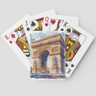 Baraja De Cartas Arc de Triomphe Watercolor Travel Landmarks Franci