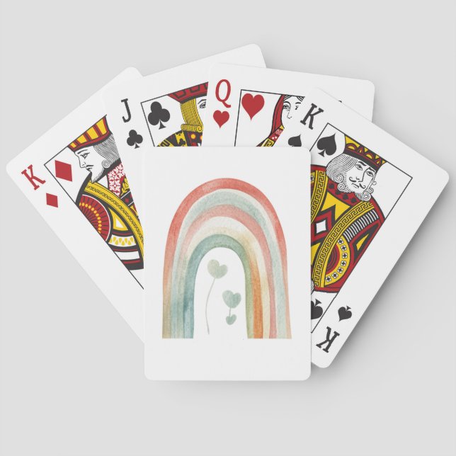Baraja De Cartas Arcoíris acuarela boho (Reverso)