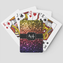Baraja De Cartas Arcoíris amarillo rojo púrpura destellos Monograma