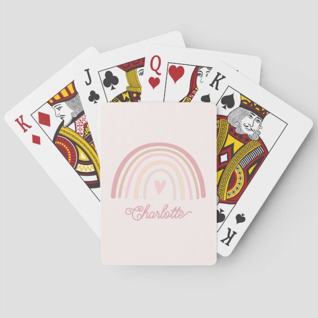 Baraja De Cartas Arcoíris Beige Boho Personalizado con Rubor (Reverso)