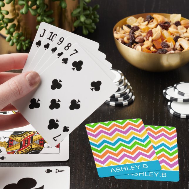 Baraja De Cartas Arcoíris Brillante Chevron Personalizado (In Situ)