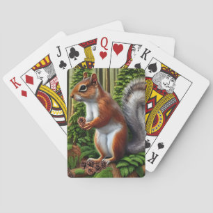 Baraja De Cartas Ardilla Abstracta Cubierta Con Pineconas