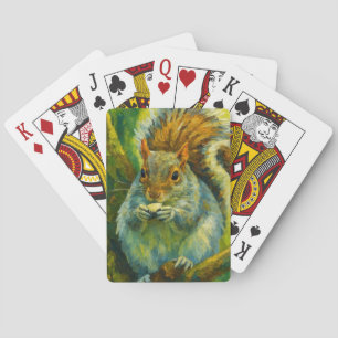 Baraja De Cartas ardilla impresionista en follaje forestal