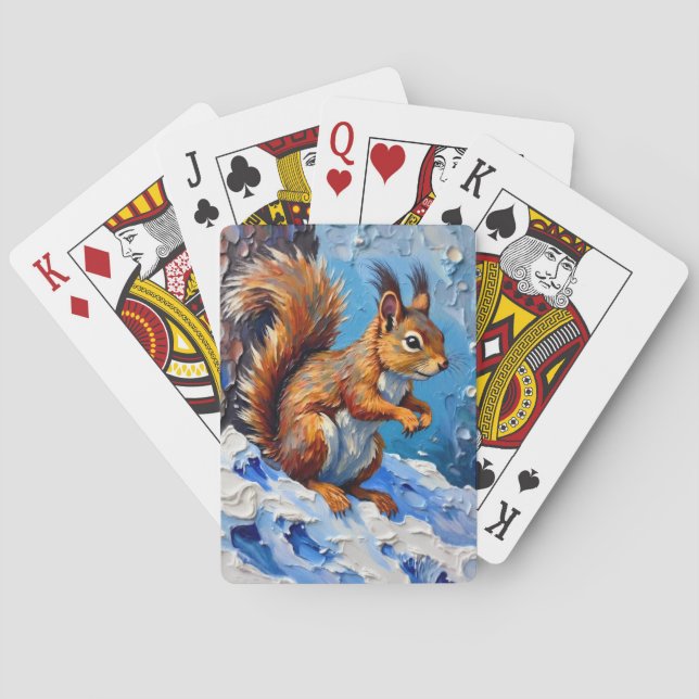 Baraja De Cartas Ardilla marrón en la nieve (Reverso)
