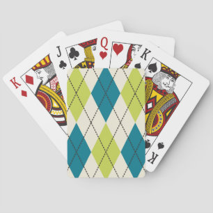 Baraja De Cartas Argyle azul y verde